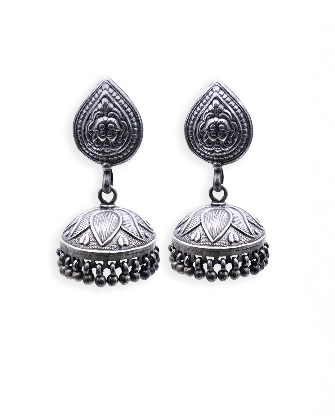 Khuld 925 Silver Jhumka Earrings With Oxidized Polish