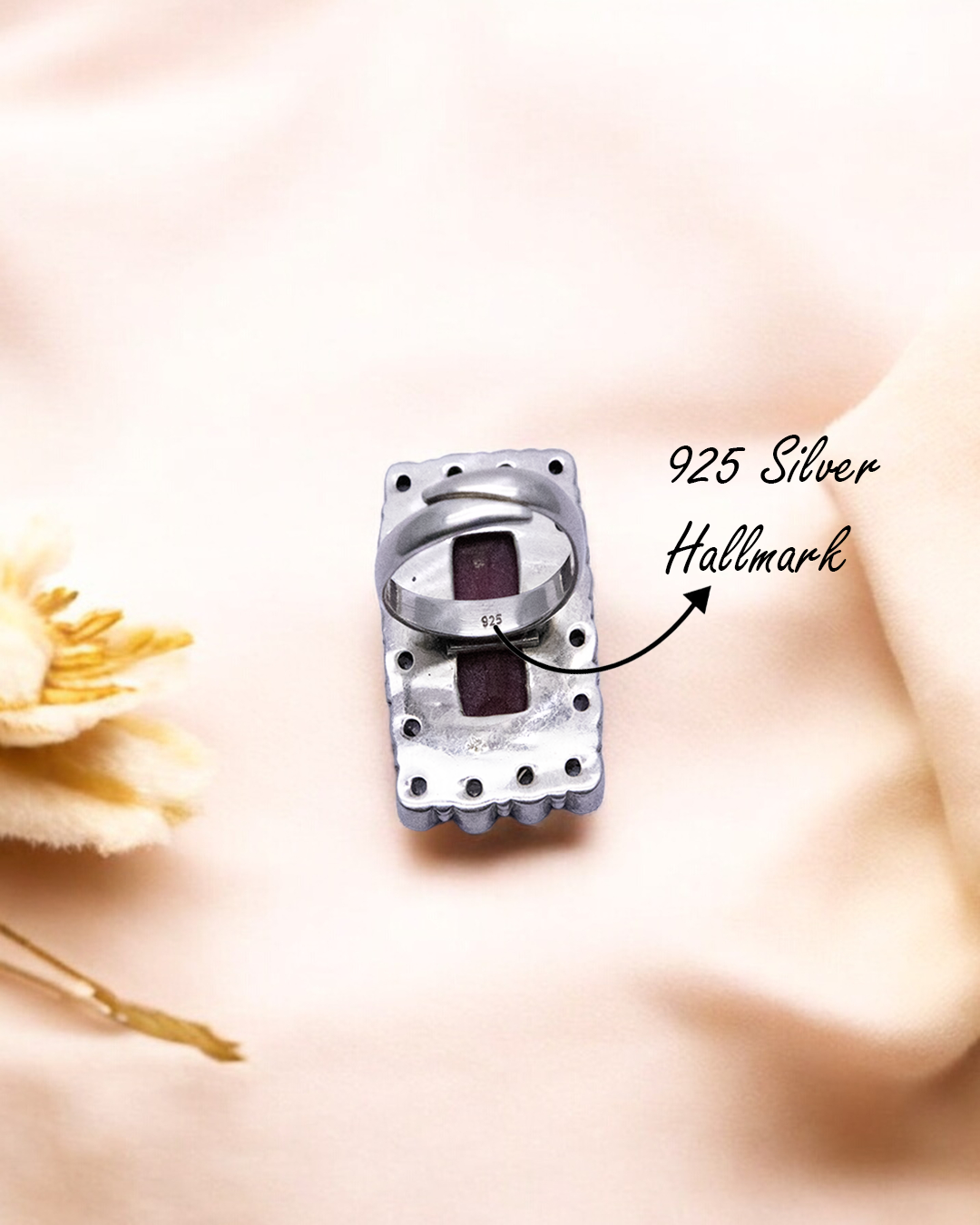 Ayatya 925 Silver Cut Stone Ring With Antique Polish