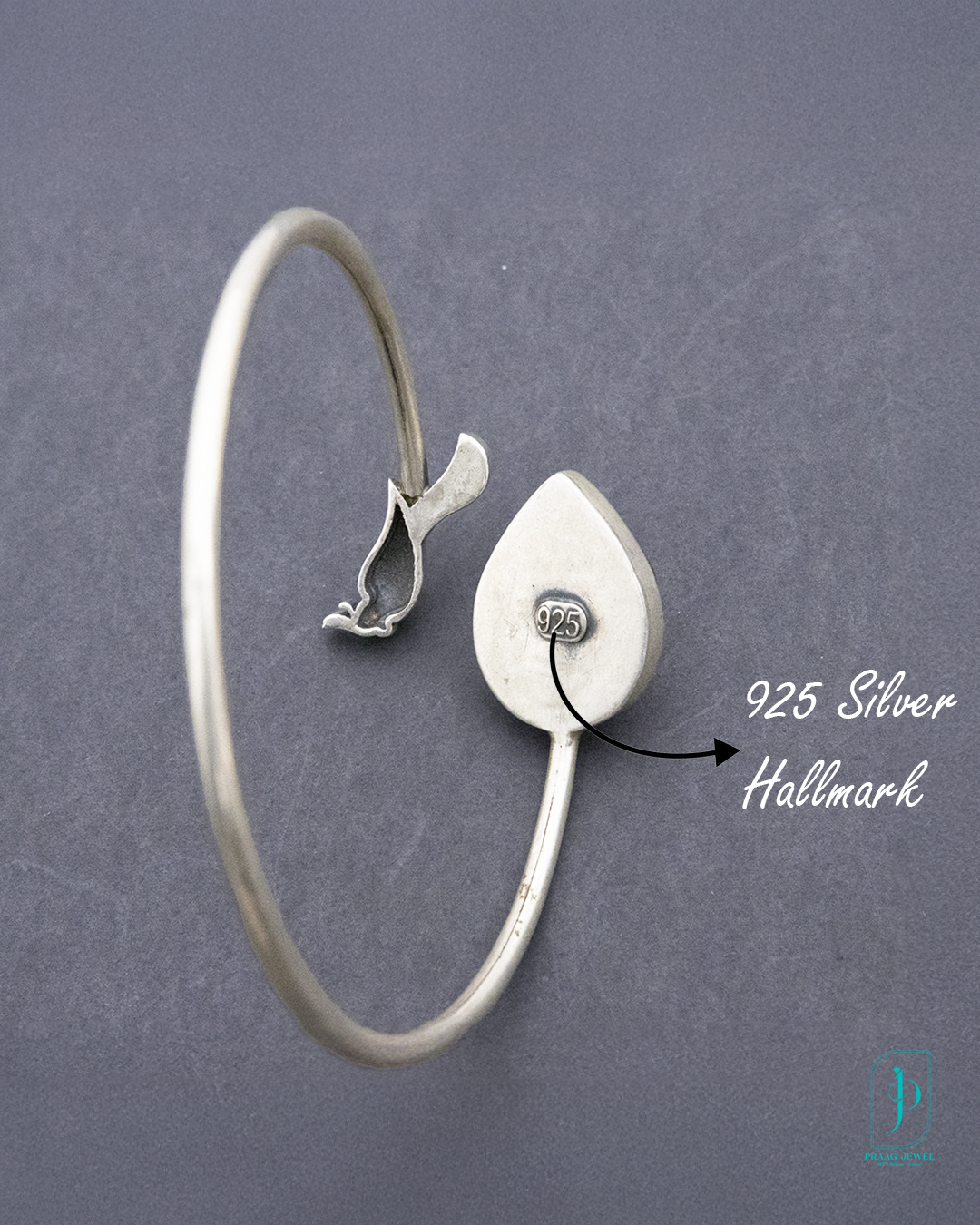 Parrot 925 Silver Openable Kundan Bracelet – Handmade for Women
