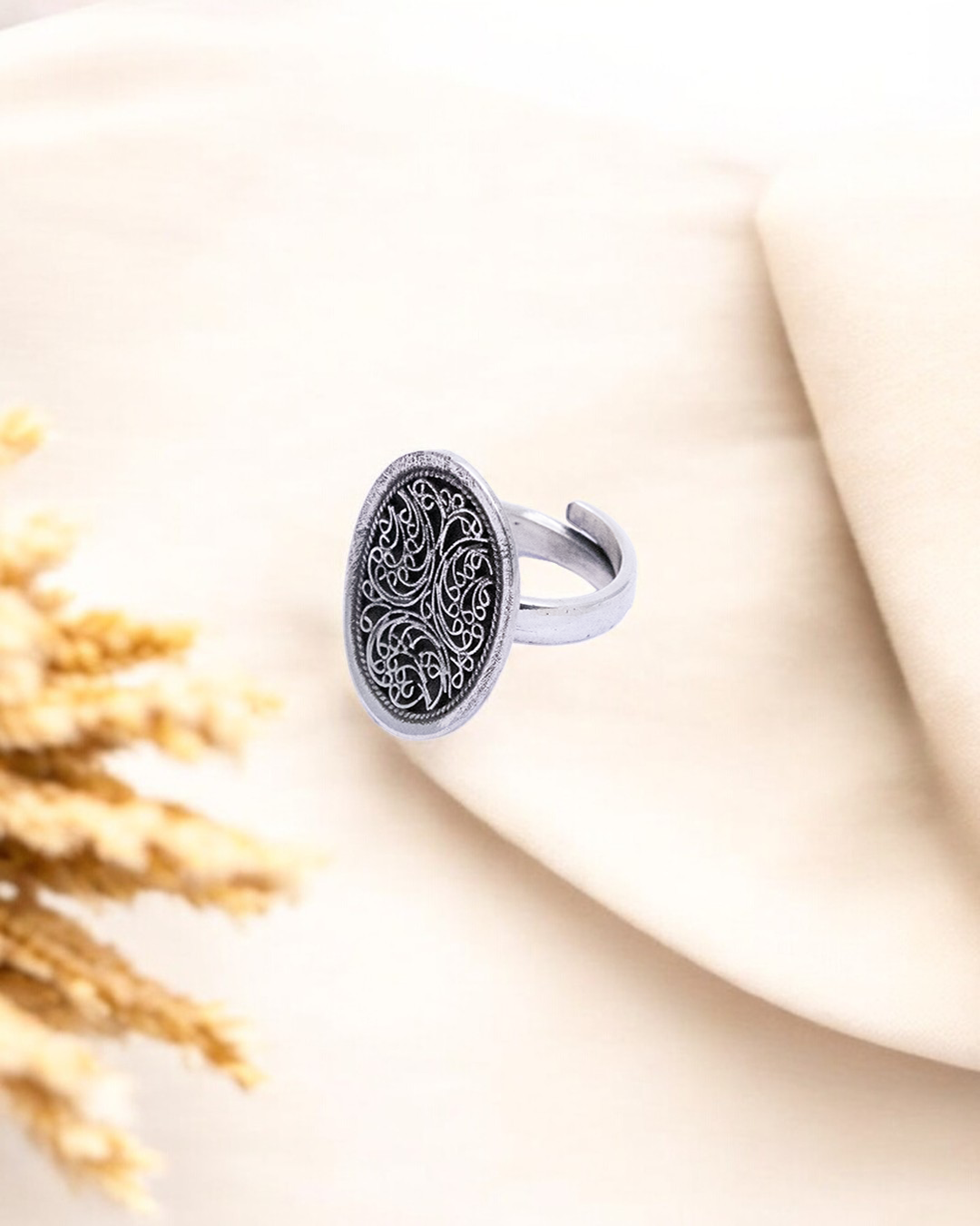 Handcrafted 925 Oxidized Filigree Silver Ring