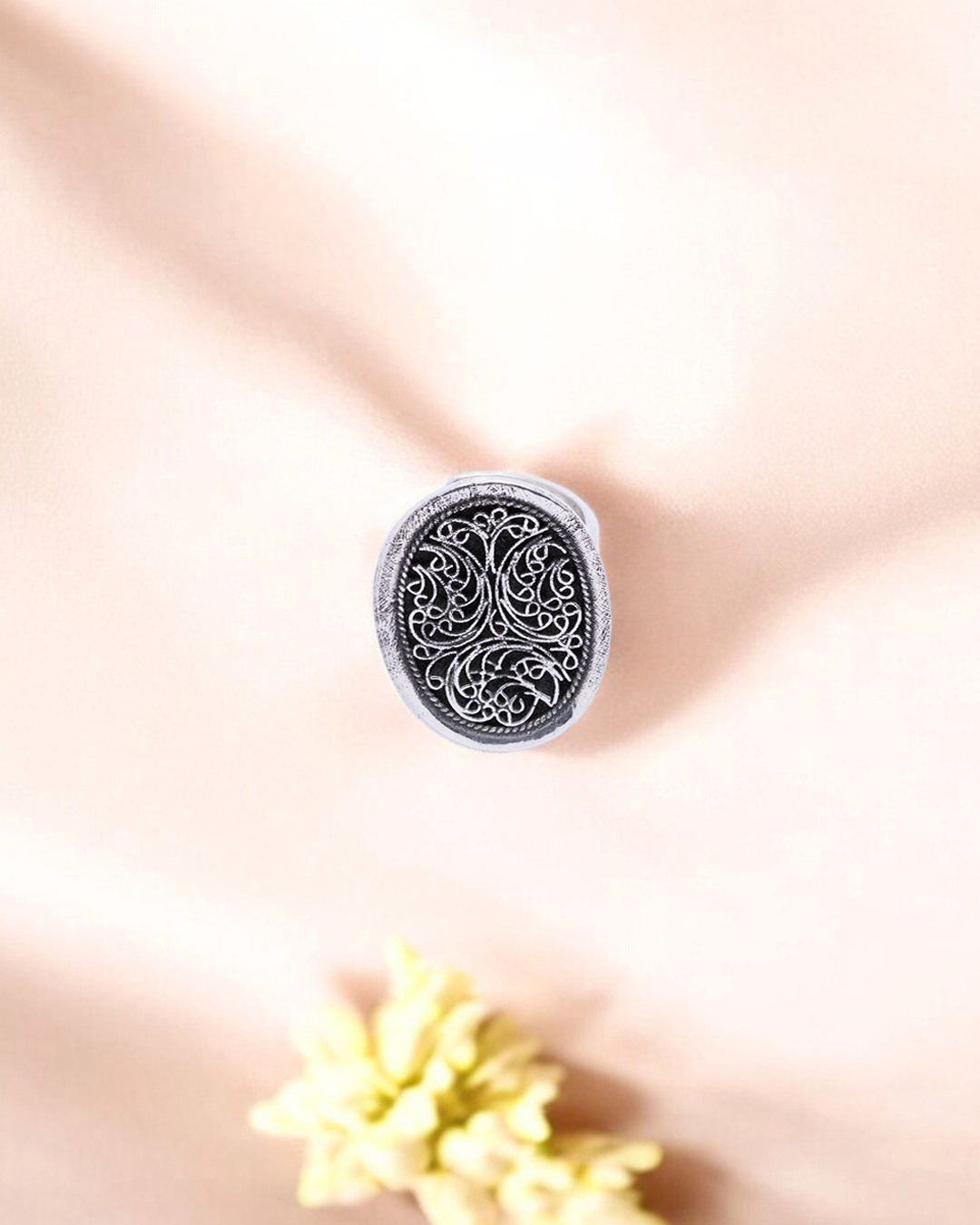 Handcrafted 925 Oxidized Filigree Silver Ring