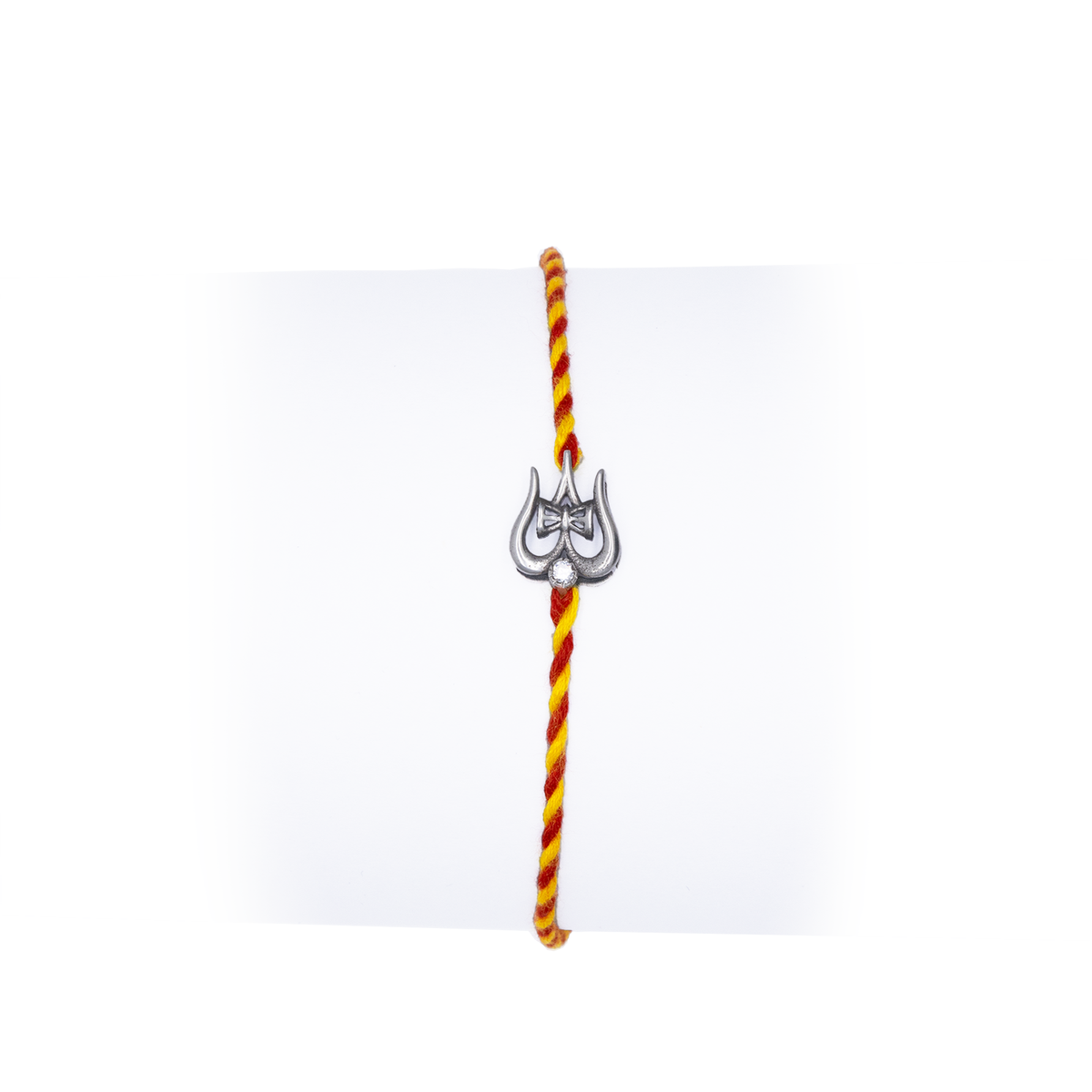 Cz Shiv Trishul 925 Silver Rakhi for Brother