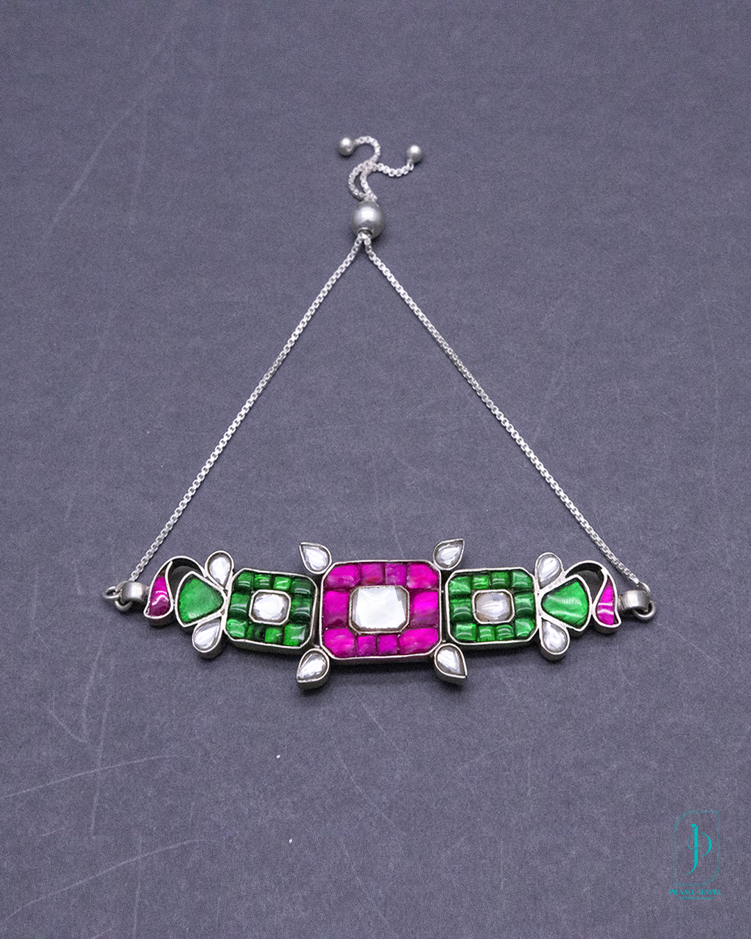 Handcrafted Festive Kundan Bracelet in 925 Silver