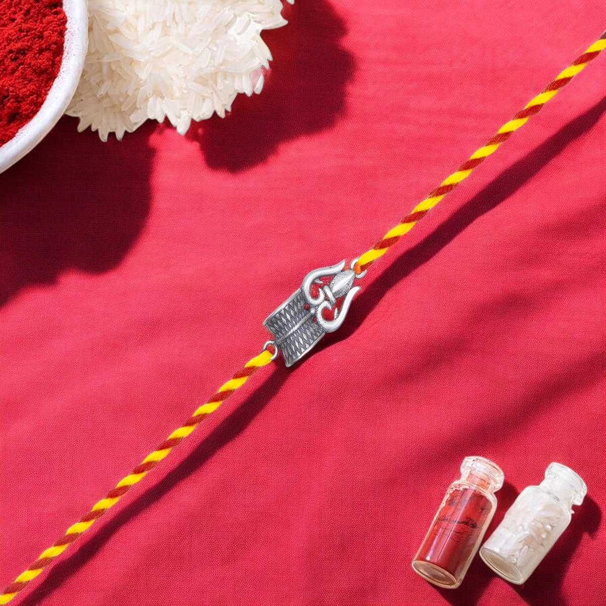 Damru Trishul 925 Silver Rakhi for Brother