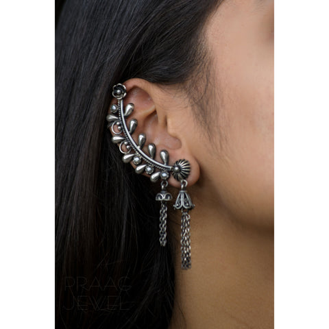 EAR CUFF CHAIN EARRINGS - SILVER – FALA Jewelry