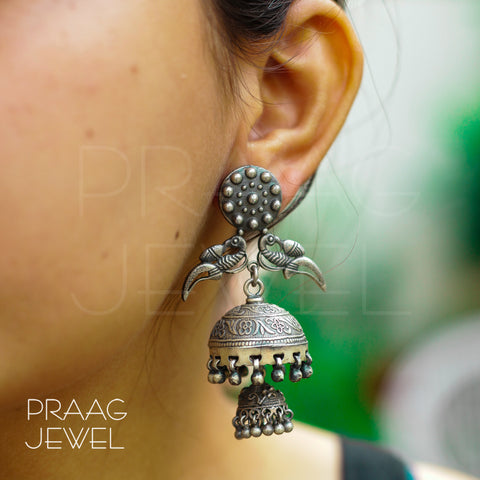 Jhumka In 925 Silver With Oxidized Polish