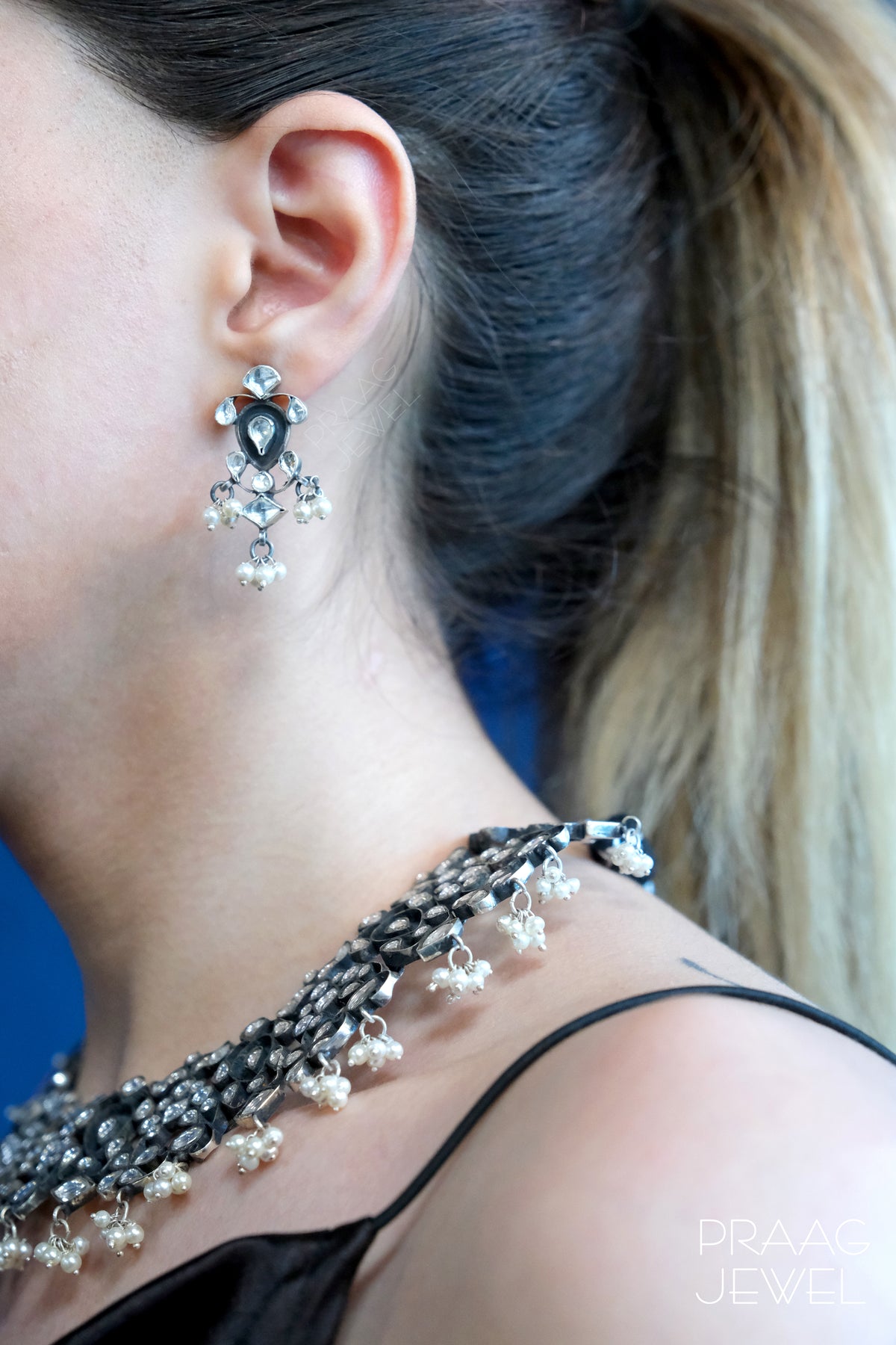 Kundan Necklace & Earrings | silver earrings | 925 silver earring | earrings for girl | sterling silver earring 