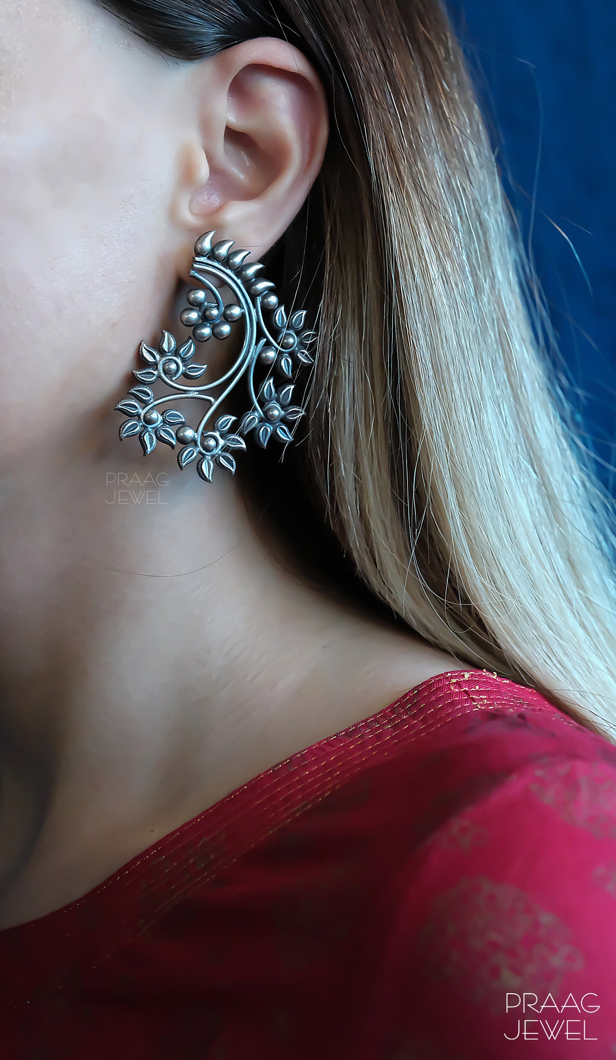  Birch 925 Silver Stud Earrings With Oxidized Polish | Silver Earrings Image | silver earring | sterling silver earring | 925 silver earring | earrings for girl 