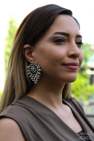 Silver Kundan Earrings | Silver Earrings Image | silver earring | sterling silver earring | 925 silver earring | earrings for girl 