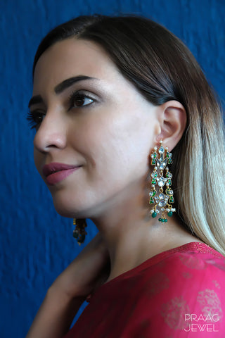 Silver Designer Kundan Earrings | Silver Earrings Image | silver earring | sterling silver earring | 925 silver earring | earrings for girl 