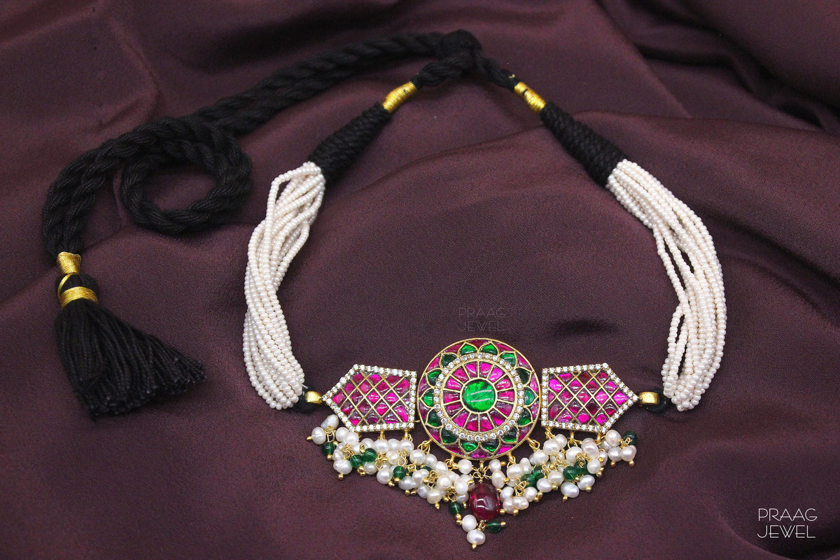 Kundan Choker Image | Silver Choker | kundan choker | Silver kundan choker | silver necklace |