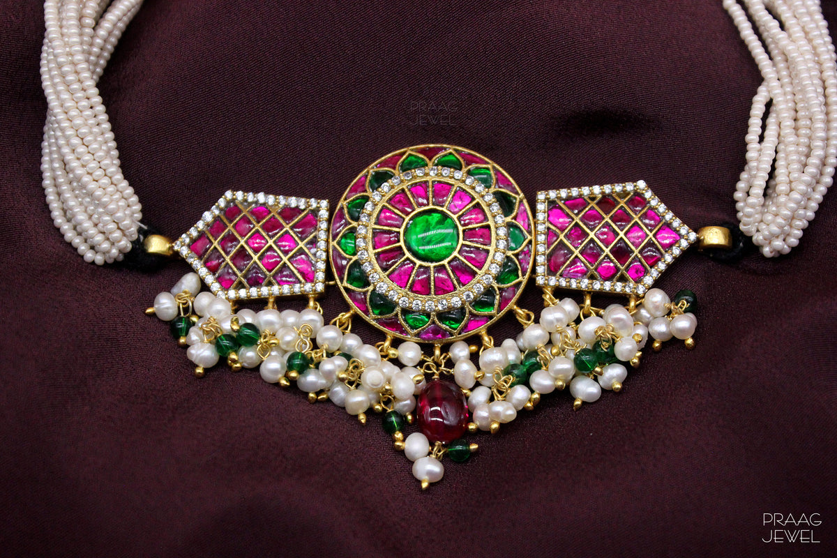 Kundan Choker Image | Silver Choker | kundan choker | Silver kundan choker | silver necklace |