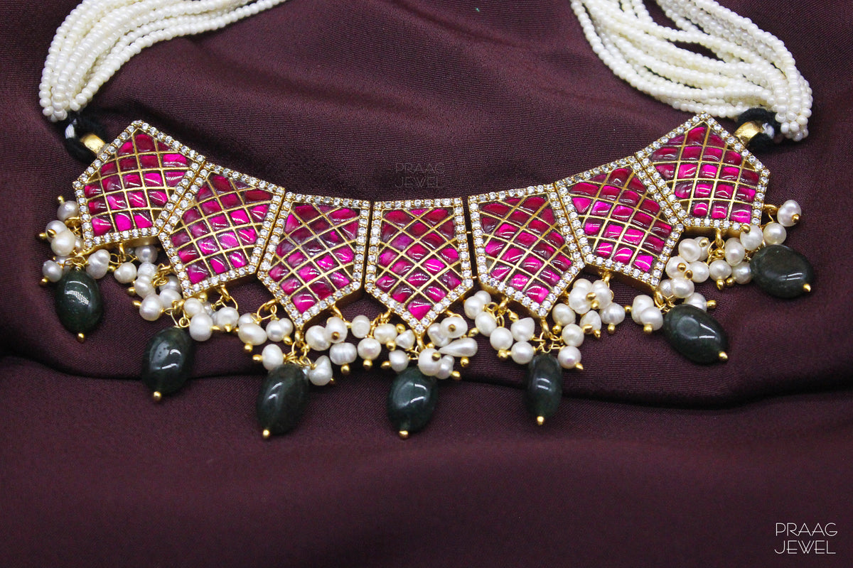 Kundan Choker Image | Silver Choker | kundan choker | Silver kundan choker | silver necklace |