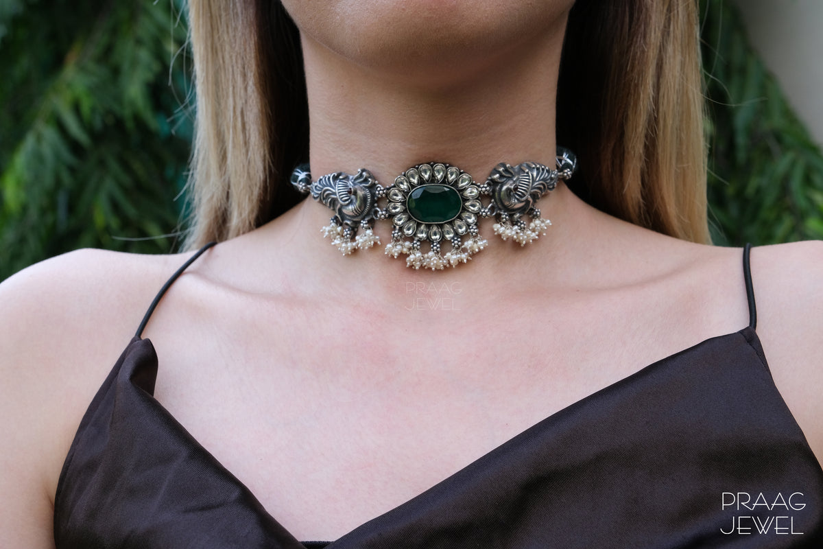 Silver Kundan Earrings Image | Necklace Image | Necklace | Silver Necklace | Silver Pendant with Necklace | 925 Silver Necklace | Pure Silver Necklace